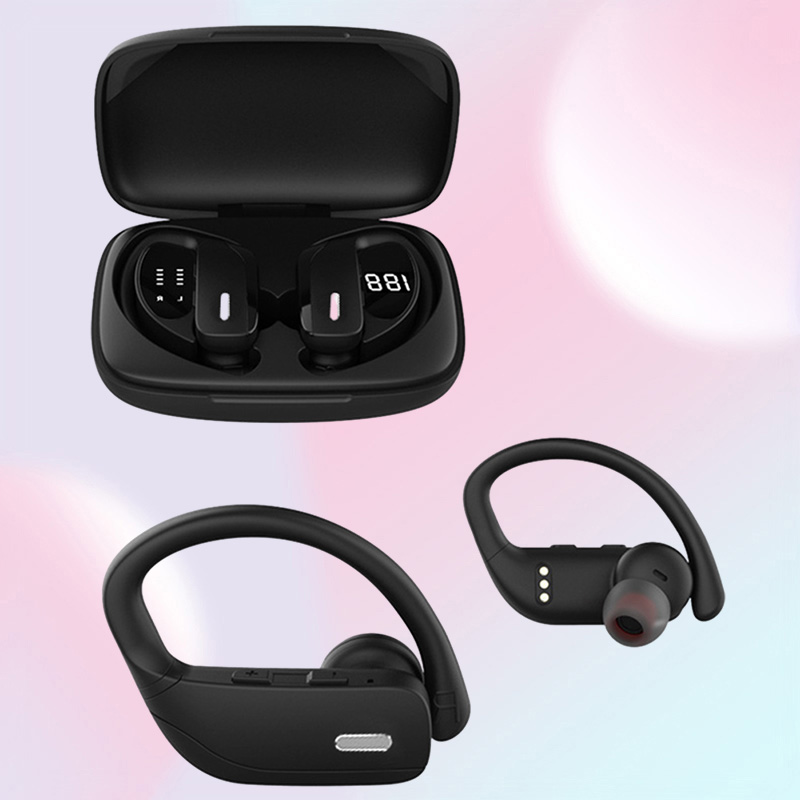Wireless Earbuds Headphones Sport Earphones with LED Display TWS Stereo Deep Ear Buds with Earhooks Waterproof inEar Builtin Mic