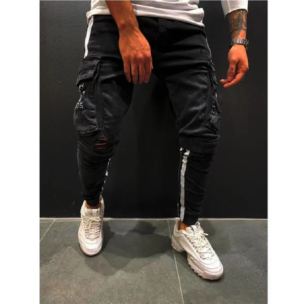 Mens Jeans Denim Pocket Pants Summer Autumn Thin Slim Regular Fit Straight Jeans Elasticity Stretchy Male Blue Black Trousers 240115