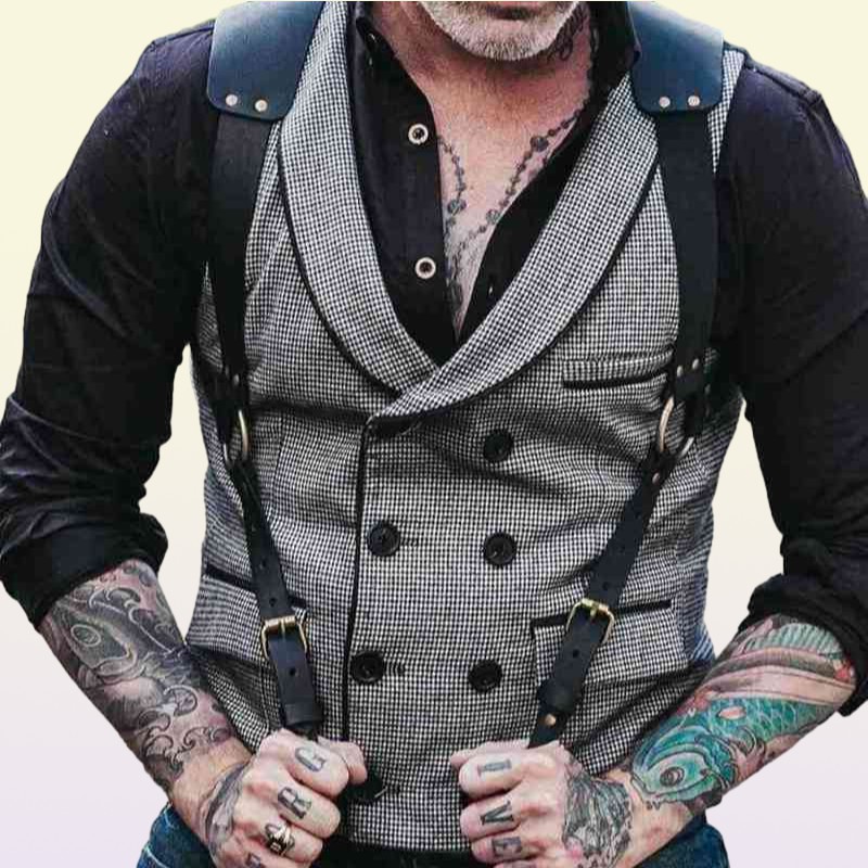 Vintage Leather Suspender Men Medieval Renaissance Harness Punk Chest Shoulder Belt Strap Suspensorio Apparel Accessories