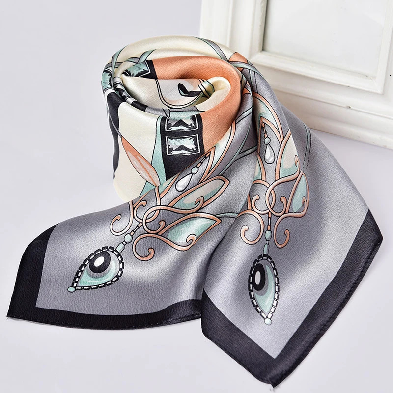 100% Natural Silk Scarf for Women Print Neckerchief Square Silk Echarpe Femme Head Scarf Pure Silk Hairscarf Bandana 65x65cm 240115