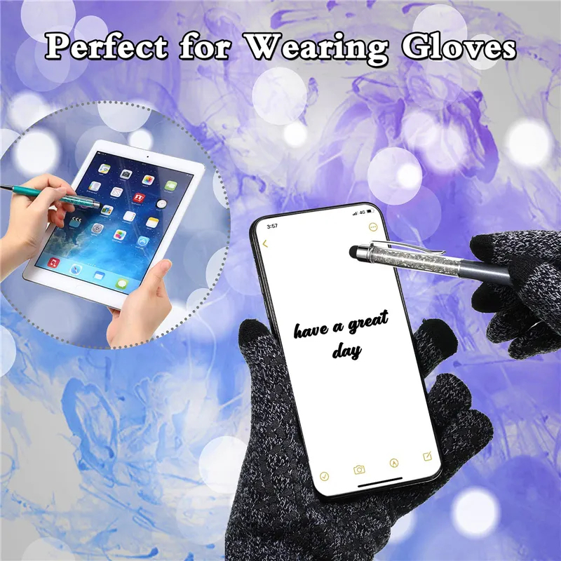 Crystal Ballpoint Pen with Stylus Tip 1.0 mm Black Ink Metal Pen Stylus Pen for Touch Screens 2 in 1 Stylus Ballpoint Pen