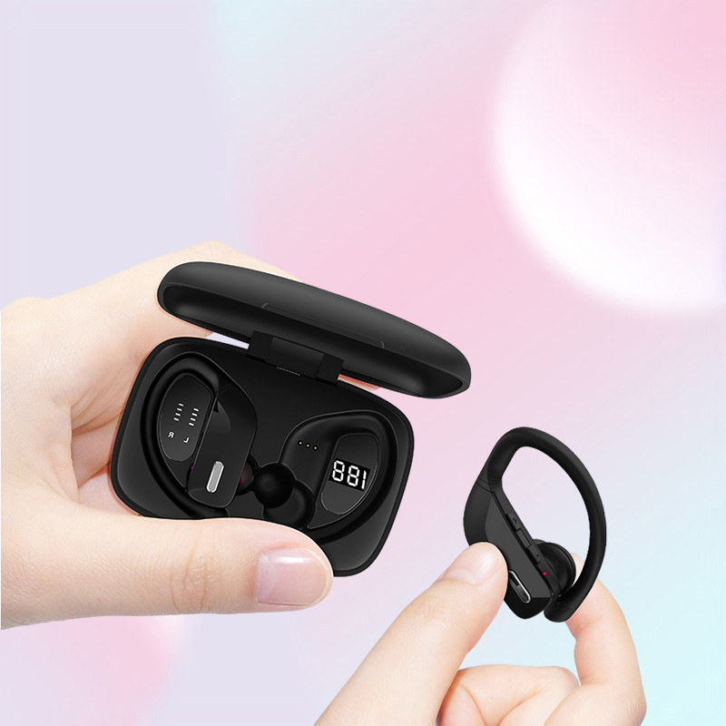Wireless Earbuds Headphones Sport Earphones with LED Display TWS Stereo Deep Ear Buds with Earhooks Waterproof inEar Builtin Mic