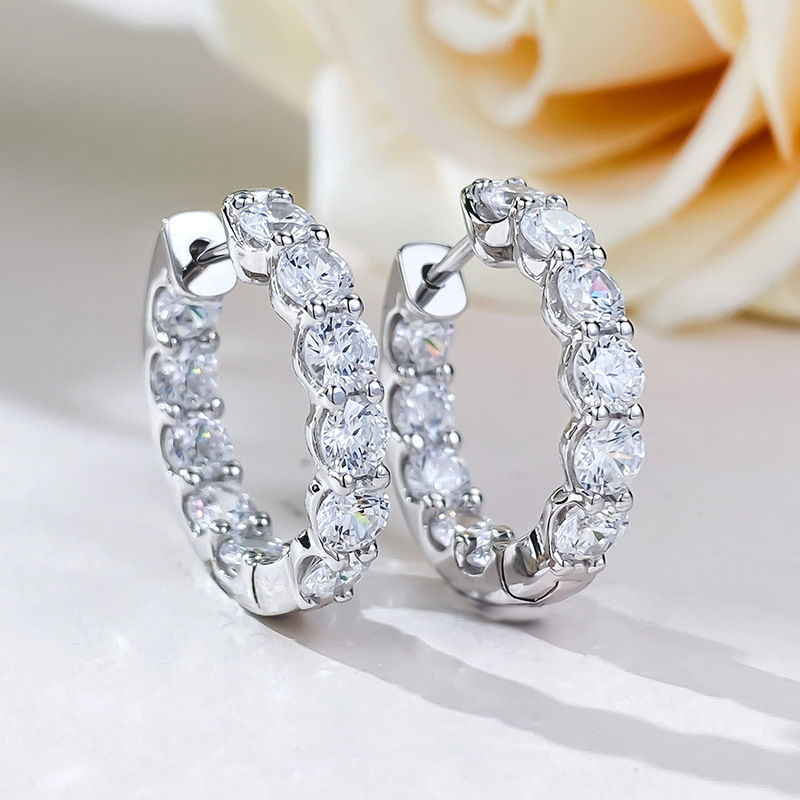 D Color Moissanite Clip Earrings: 2.6ct Sterg Sier Hoops | 2024 Wedding Party Jewelry Gift 591c
