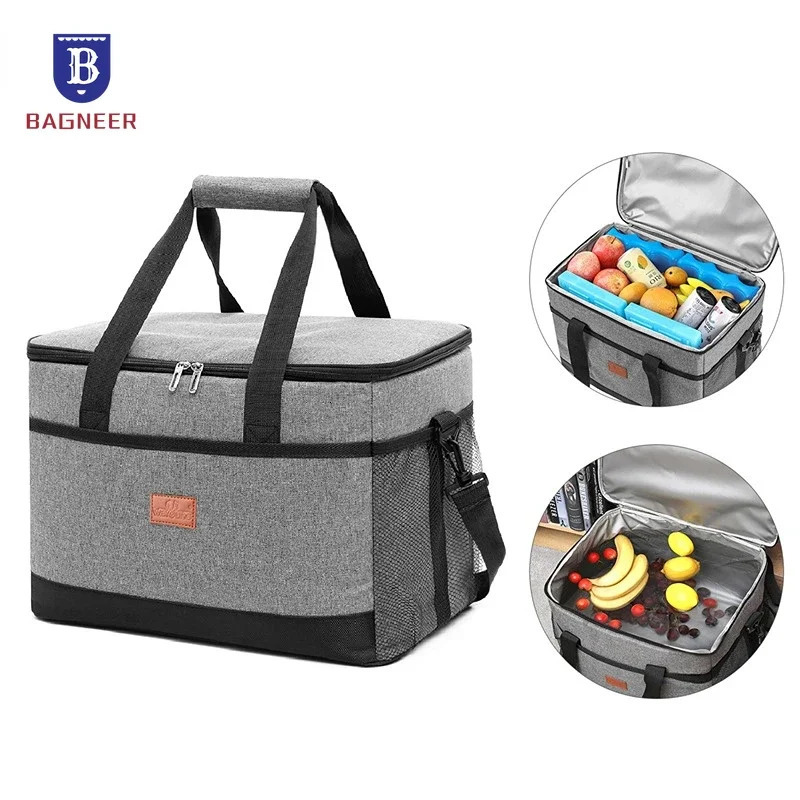 36L Large Insulated Cooler Bag Food Drink Thermal Picnic Lunch Bag Leakproof Cooling Box Camping BBQ Family Outdoor Activities 240116