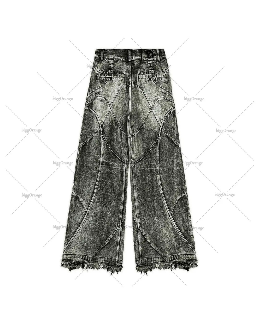 Y2K Tassel Jeans Men's Black Gray Washed Jeans Gothic Style Street Trend Teen Clothes Retro Loose Wide Leg Pants 240115