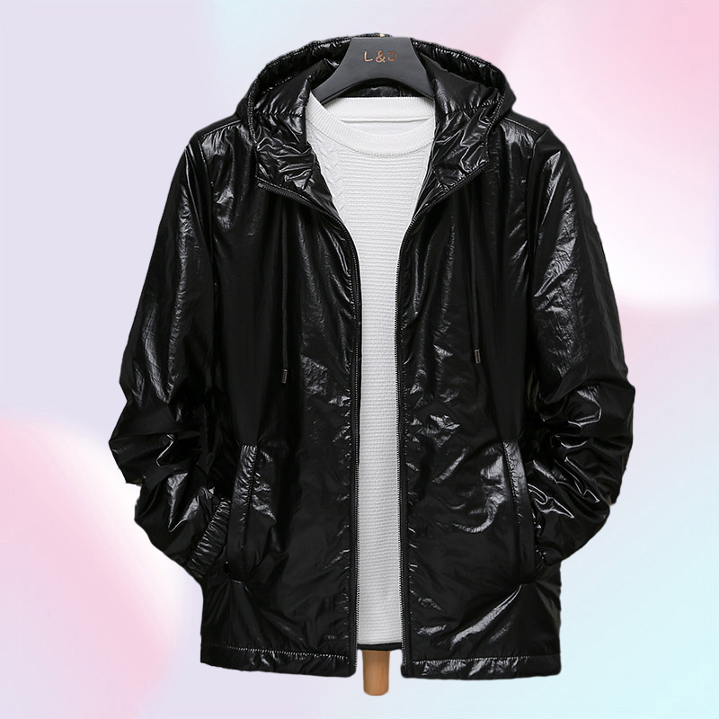 Shiny Silver Metallic Jacket Men Party Dance Night Club Mens Hip Hop Coats Slim Hooded Streetwear Jaqueta Masculina3988480