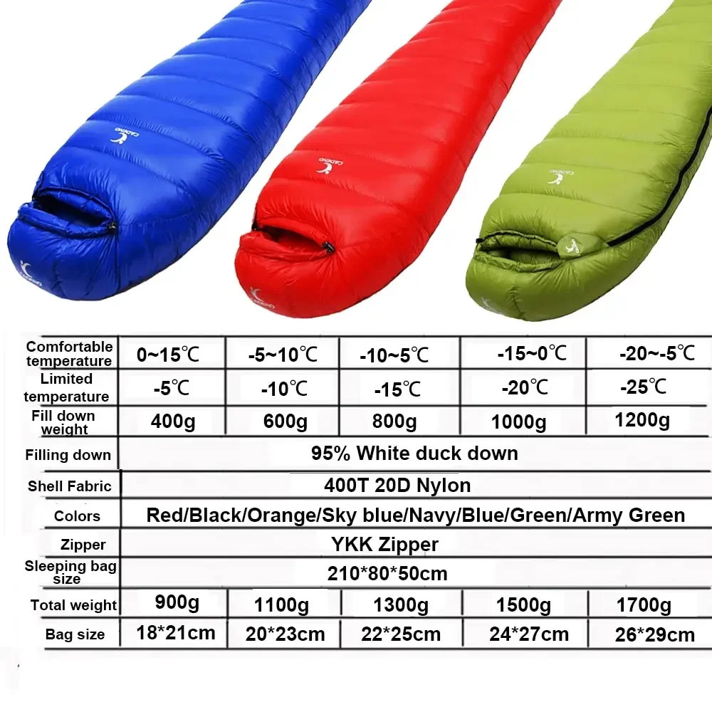 Winter Autumn Adult Sleeping Bag Outdoor Camping White Duck Down Sleeping Bag Ultralight Suitable for Travel Hiking Camping 240116