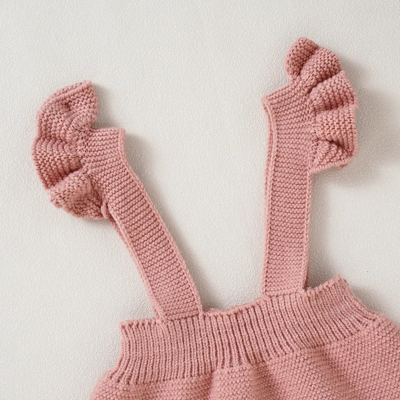 Baby Bodysuits Knitted Summer born Girls Jumpsuit Outfits Fashion Ruffles Infant Toddler Clothing Hat 2PC Solid 0-18M Onesies 240116