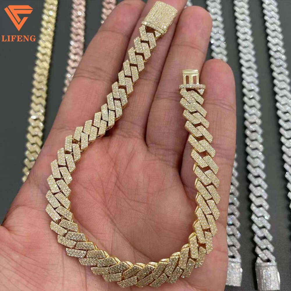 bracelet necklace mossanite 925 Sterling Silver Vvs d Color Moissanite Cuban Link Chain Gra Certificated Diamond Iced Out Diamond Cuban Link Bracelet