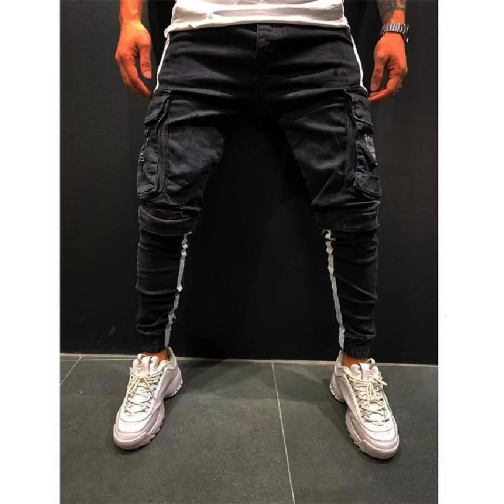 Mens Jeans Denim Pocket Pants Summer Autumn Thin Slim Regular Fit Straight Jeans Elasticity Stretchy Male Blue Black Trousers 240115