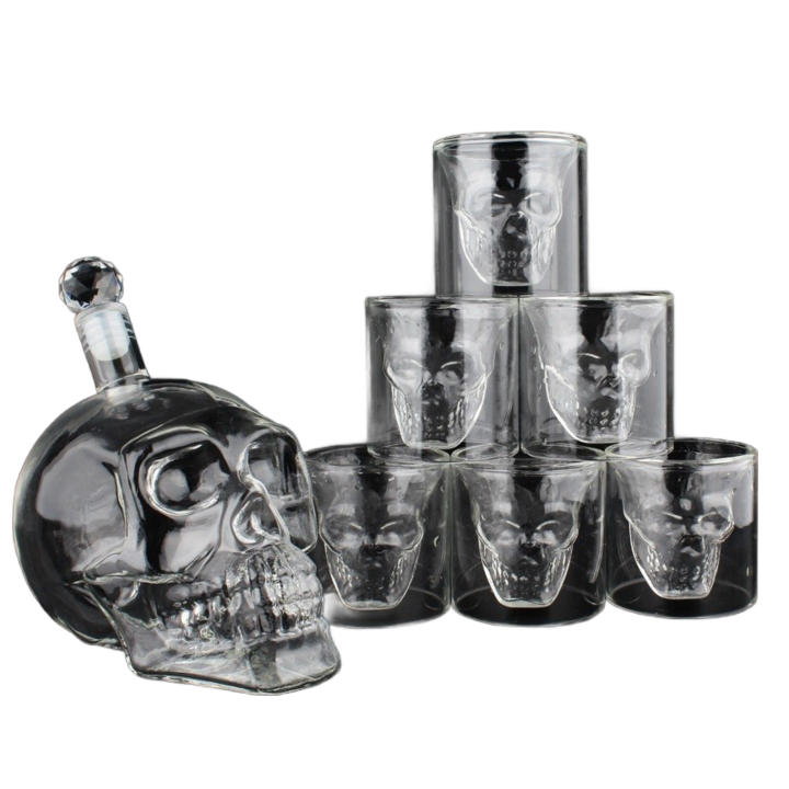 Crystal Skull Head S Cup Set 700ml Whiskey Wine Glass Bottle 75ml Glasses Cups Decanter Home Bar Vodka Drinking Mugs