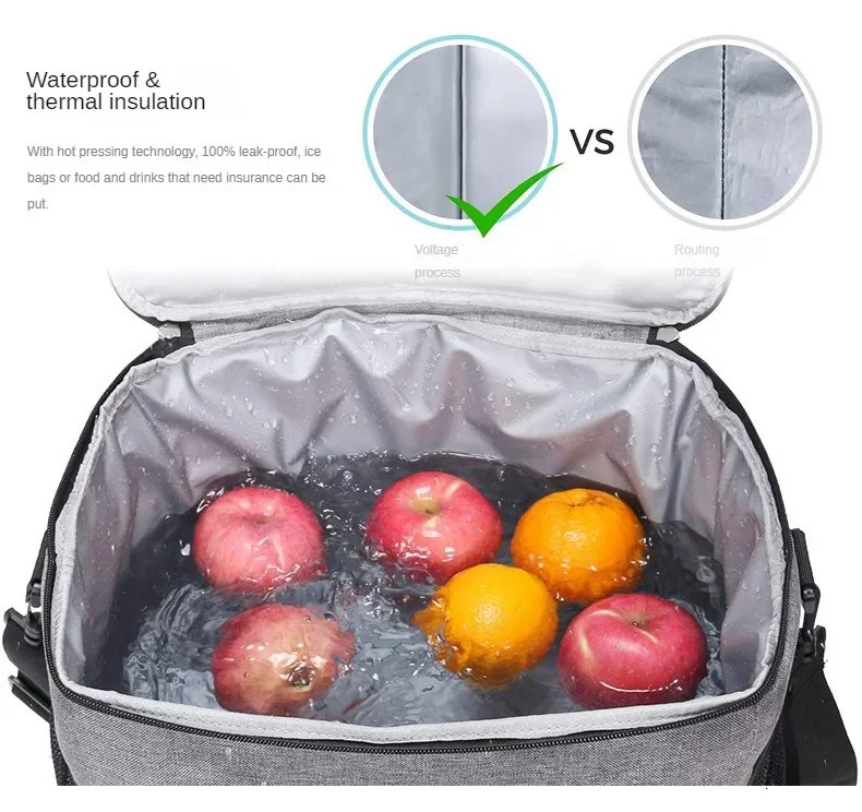36L Large Insulated Cooler Bag Food Drink Thermal Picnic Lunch Bag Leakproof Cooling Box Camping BBQ Family Outdoor Activities 240116