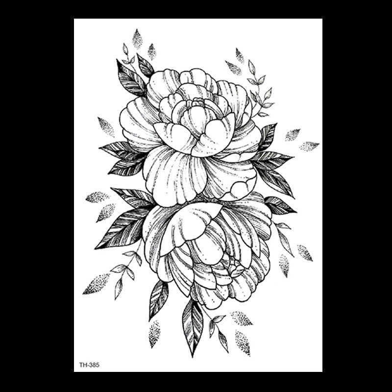 Sketching flower tattoo sticker, hand drawn black, dark, waterproof, and environmentally friendly arm sticker