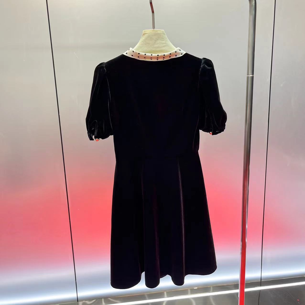 10061 L 2024 Runway Dress Spring Summer Dress Bandage Dress V Neck Short Sleeve Brand Same Style Womens Dress Fashion High Quality