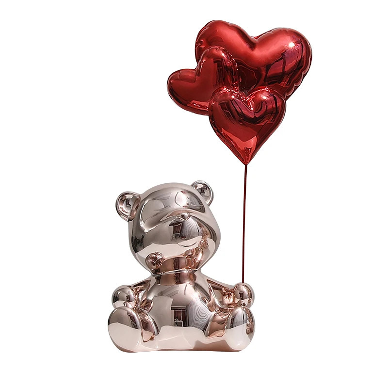 Home Decor Love Bear Figurine Nordic Modern Resin Animal Figurines For Interior Sculpture Statue Living Room Decoration 240116