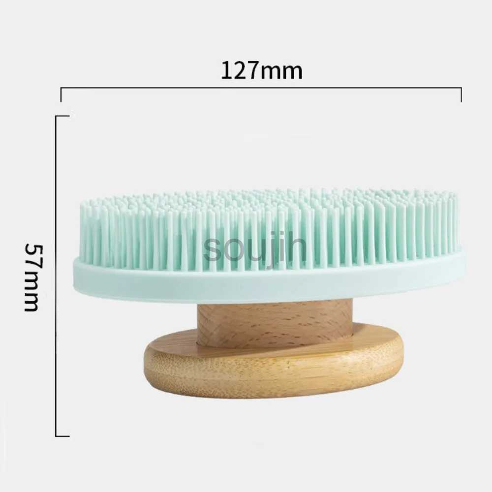 Bath Tools Accessories Soft Silicone Bath Brush Wooden Handle Exfoliating Brush Rub Back Brush Body Massage Cleansing Scrubber Brush Shower Bath Tools