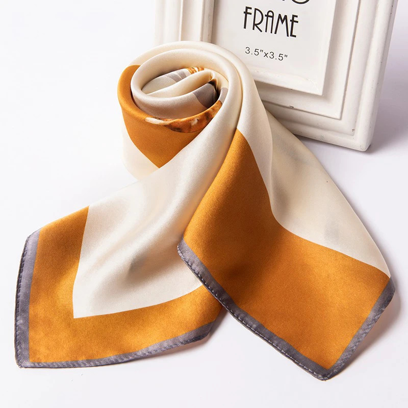 100% Natural Silk Scarf for Women Print Neckerchief Square Silk Echarpe Femme Head Scarf Pure Silk Hairscarf Bandana 65x65cm 240115