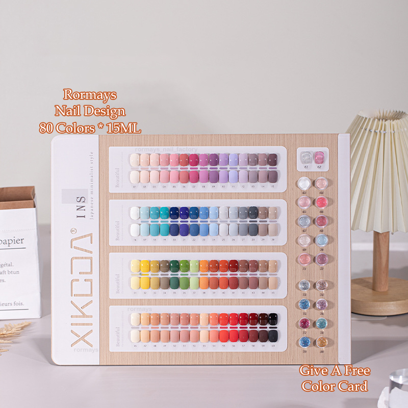 Rormays Gel Polishing 80 Color Suit Fashionable Popular Rainbow Color Shiny Durable Mixed Varnish gel UV LED Immersion Primer Finish Nail Factory Whol