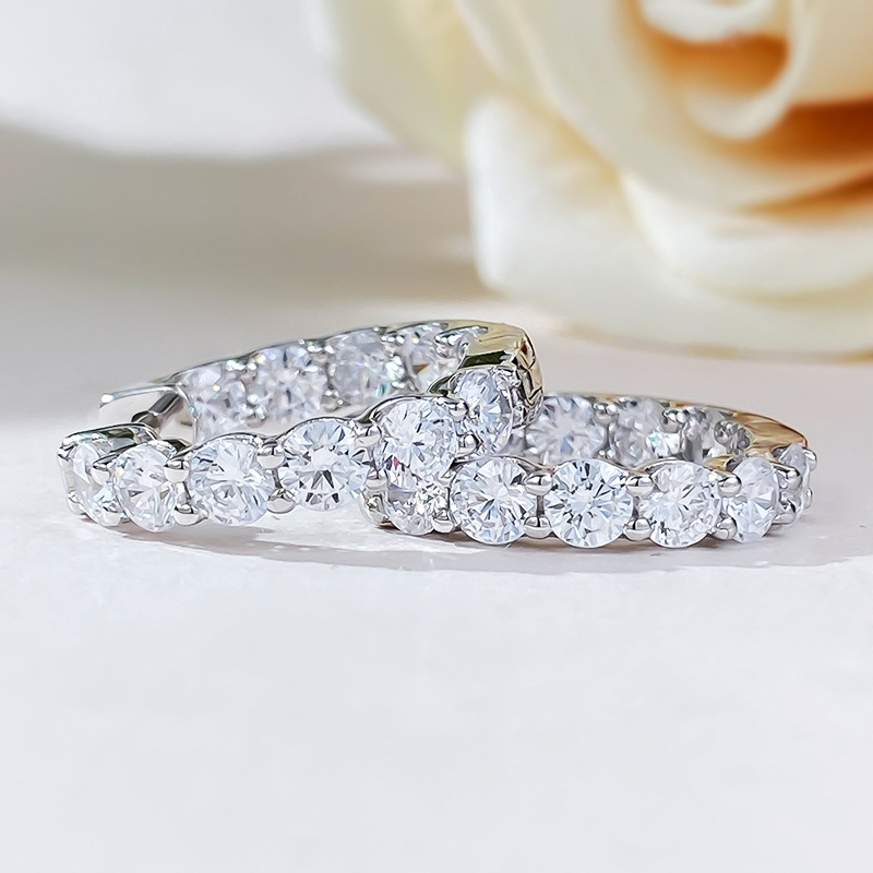 D Color Moissanite Clip Earrings: 2.6ct Sterg Sier Hoops | 2024 Wedding Party Jewelry Gift 591c