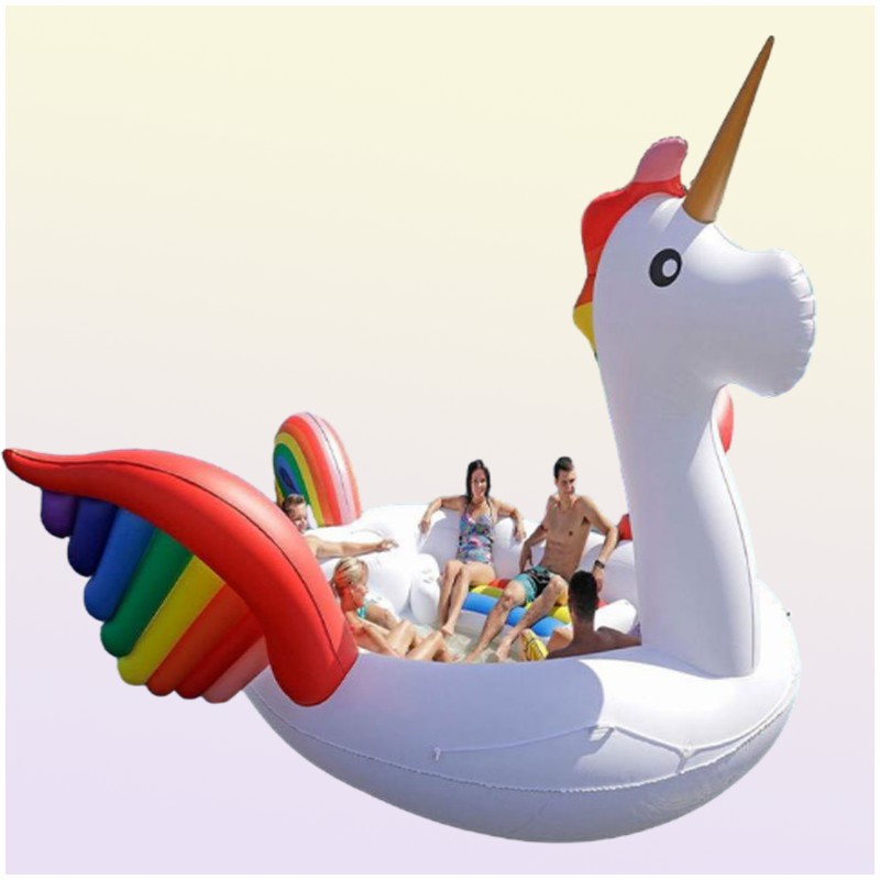 New 68 person Huge Flamingo Pool Float Giant Inflatable Unicorn Swimming Pool For Pool Party Floating Boat
