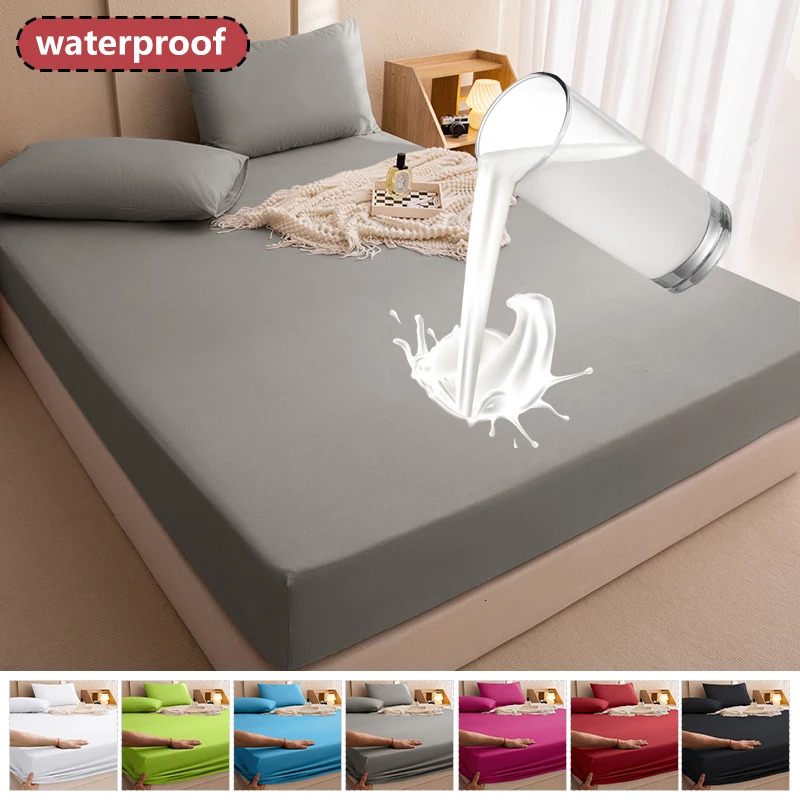 100% Waterproof Mattress Covers Protector Adjustable Nonslip Bed Fitted Sheet With Elastic Band for Queen King 90140160x200 240116