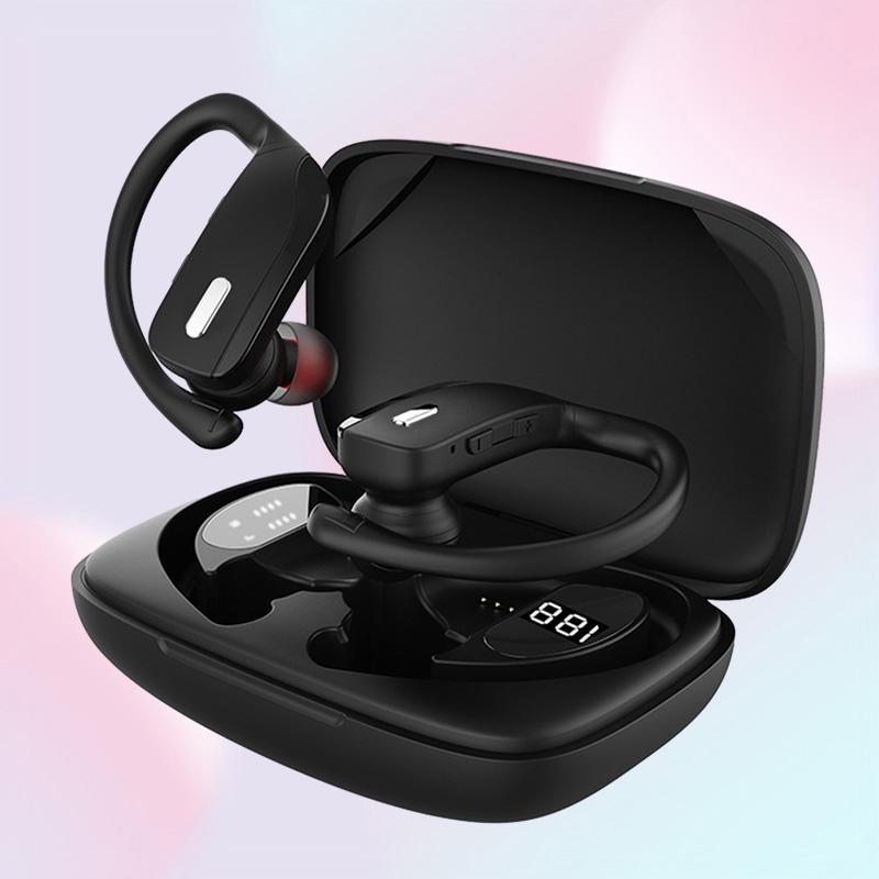 Wireless Earbuds Headphones Sport Earphones with LED Display TWS Stereo Deep Ear Buds with Earhooks Waterproof inEar Builtin Mic