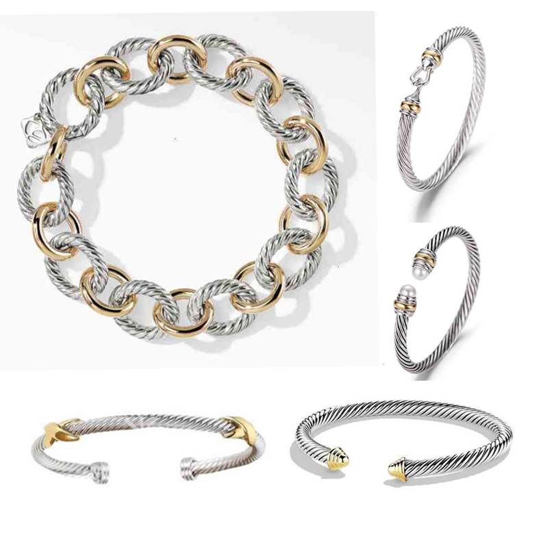 DY twisted bracelet classic luxury bracelets designer for women fashion jewelry gold silver Pearl cross diamond hip hot jewelry party wedding gift wholesale