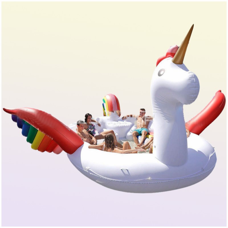 New 68 person Huge Flamingo Pool Float Giant Inflatable Unicorn Swimming Pool For Pool Party Floating Boat