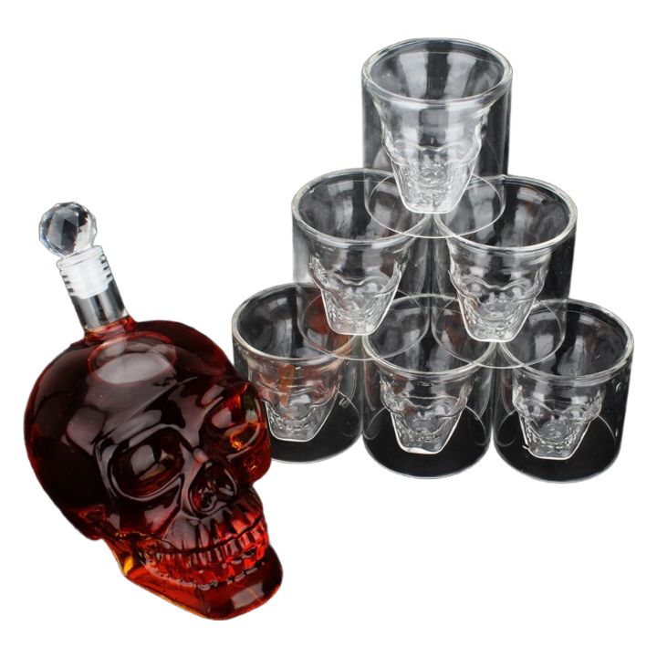 Crystal Skull Head S Cup Set 700ml Whiskey Wine Glass Bottle 75ml Glasses Cups Decanter Home Bar Vodka Drinking Mugs5275184