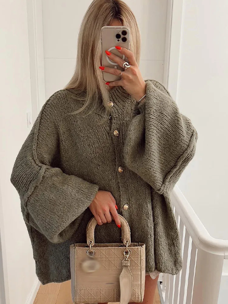 Oversized Casual Cardigan Women Sweater Single Breasted Oneck Fashion Spring Office Female Sweaters Allmatch Top Coat 240116