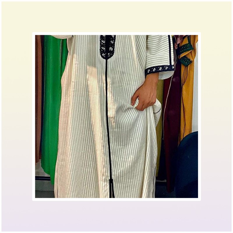 Ethnic Clothing Style Abaya Islam Men Robe Muslim Dresses Djellaba Homme Stripe Print Shirts Arabic Dress Men039s ClothingEthni