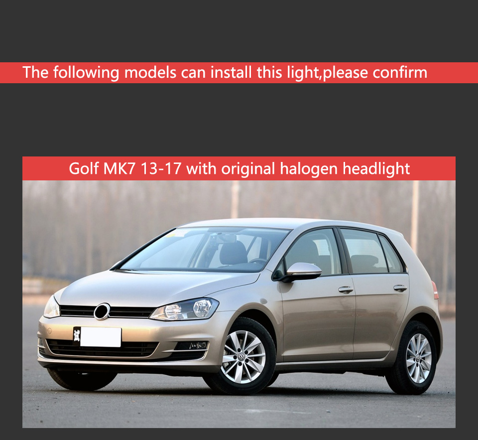 Car Turn Signal Headlight for VW Golf 7 LED Head Light 2013-2017 MK7 Daytime Running High Beam Lamp Lens