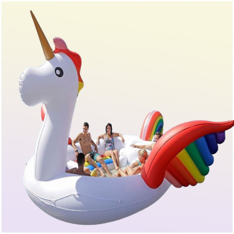 New 68 person Huge Flamingo Pool Float Giant Inflatable Unicorn Swimming Pool For Pool Party Floating Boat