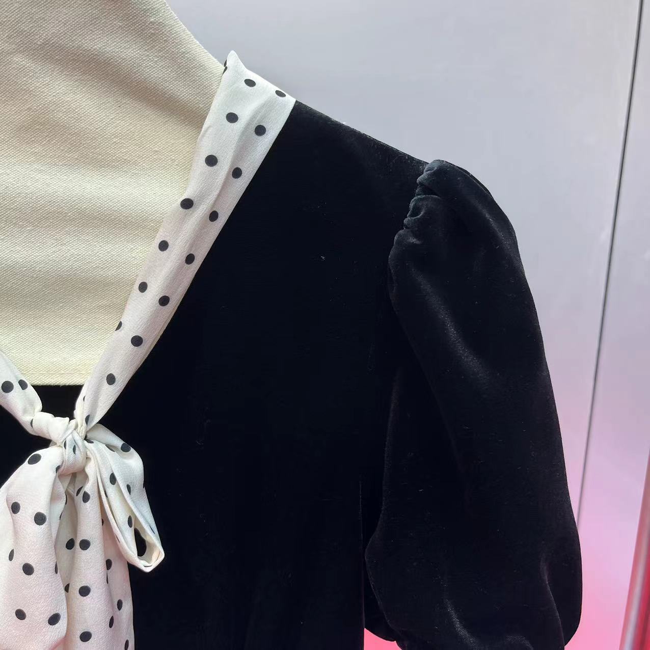 10061 L 2024 Runway Dress Spring Summer Dress Bandage Dress V Neck Short Sleeve Brand Same Style Womens Dress Fashion High Quality