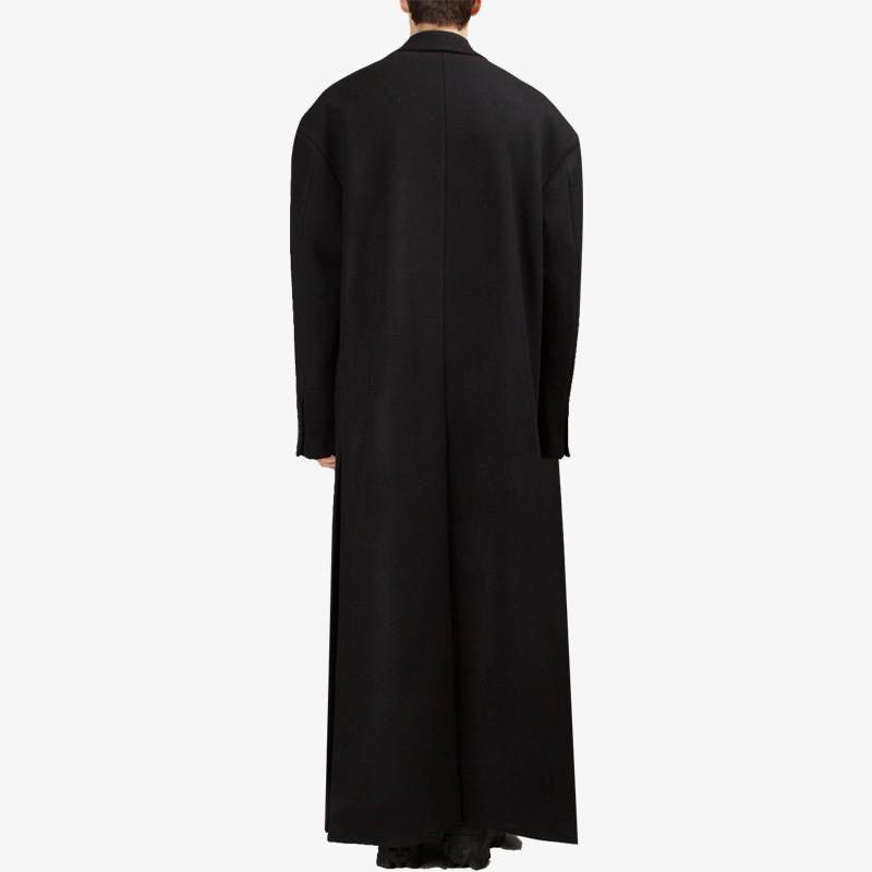 Long loose woolen coat men's falling shoulder silhouette side split autumn winter top personality fashion 230201