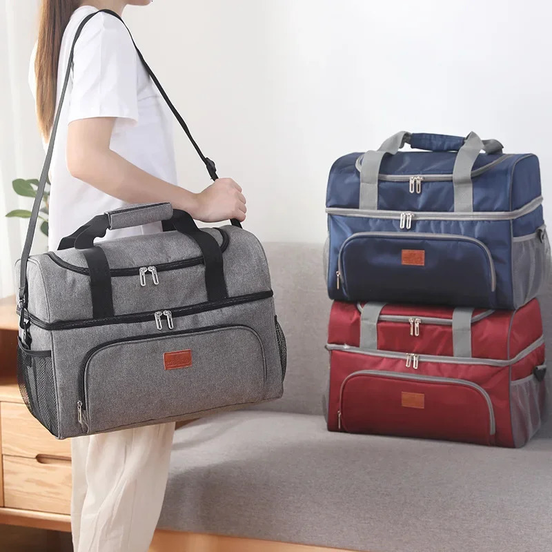 36L Large Insulated Cooler Bag Food Drink Thermal Picnic Lunch Bag Leakproof Cooling Box Camping BBQ Family Outdoor Activities 240116