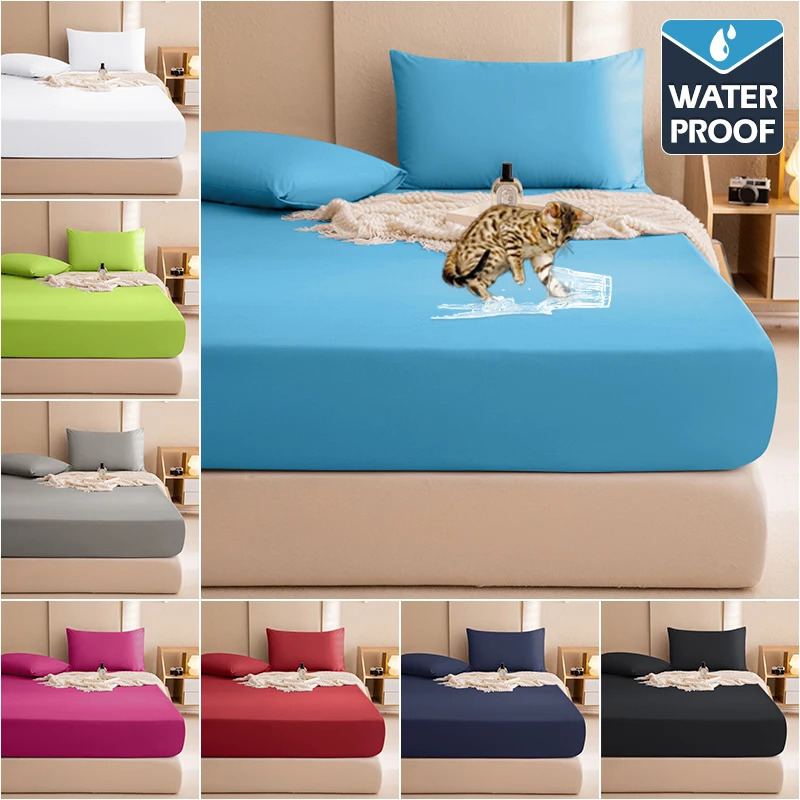 100% Waterproof Mattress Covers Protector Adjustable Nonslip Bed Fitted Sheet With Elastic Band for Queen King 90140160x200 240116