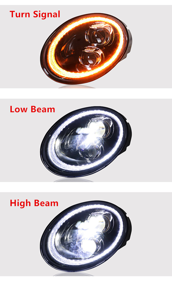 Head Light for VW Beetle LED Daytime Running Headlight 2006-2012 Turn Signal High Beam Lamp Projector Lens