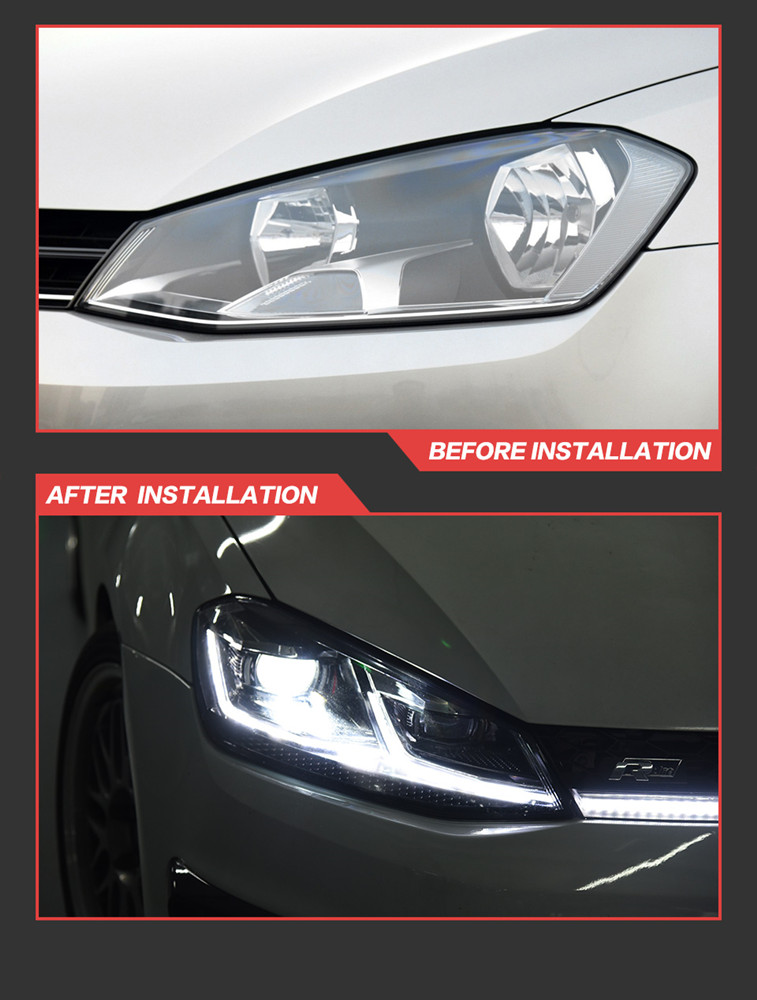Car Turn Signal Headlight for VW Golf 7 LED Head Light 2013-2017 MK7 Daytime Running High Beam Lamp Lens