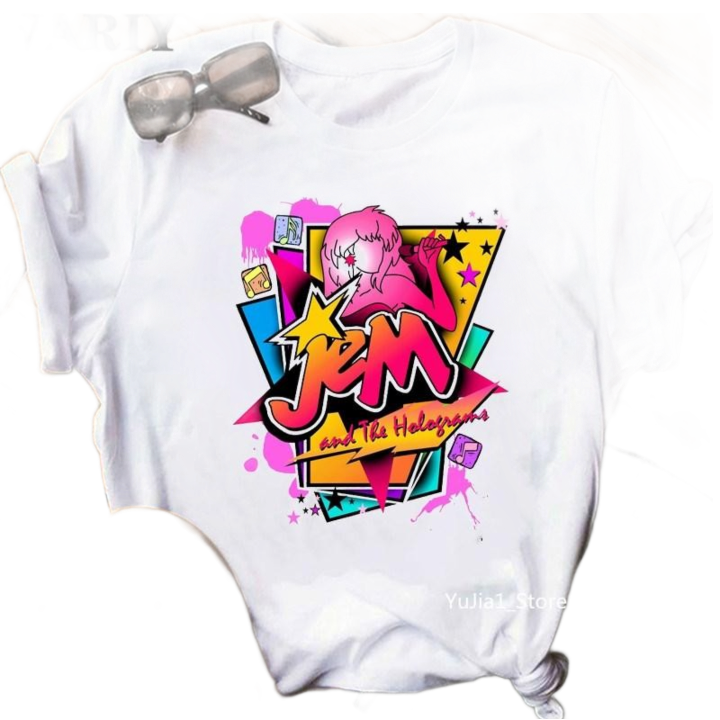 Women039s TShirt Jem And The Holograms T Shirt Women Hip Hop Graphic Tees Summer Tshirts Streetwear 90s Fans Tshirt Female