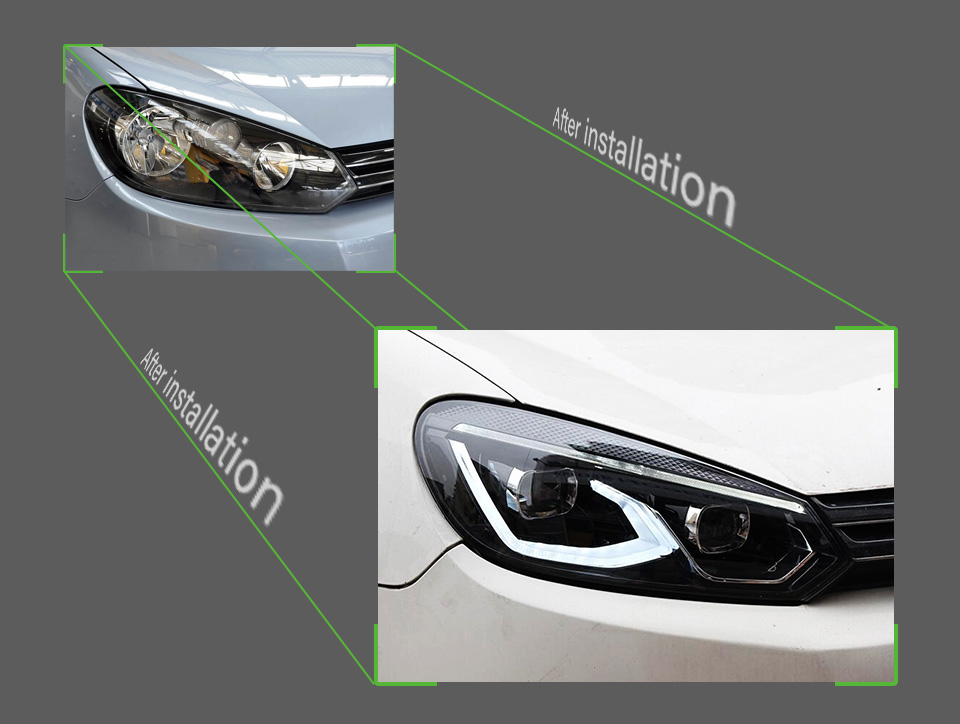 LED Daytime Running Head Light for VW Golf 6 MK6 Headlight 2009-2013 R20 Turn Signal Dual Beam Lamp Lens