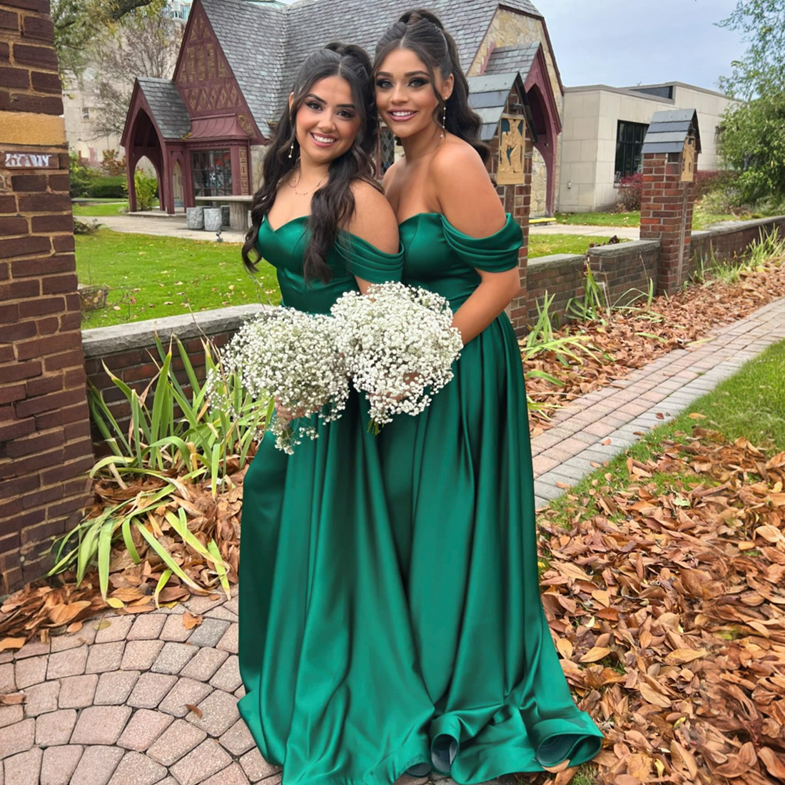 R&W Hunter Green Bridesmaid Dresses Off Shoulder Sweetheart Necke Maid of Honor Dress Pleated Bride Gowns for Beautiful African Black Women Girls Marr