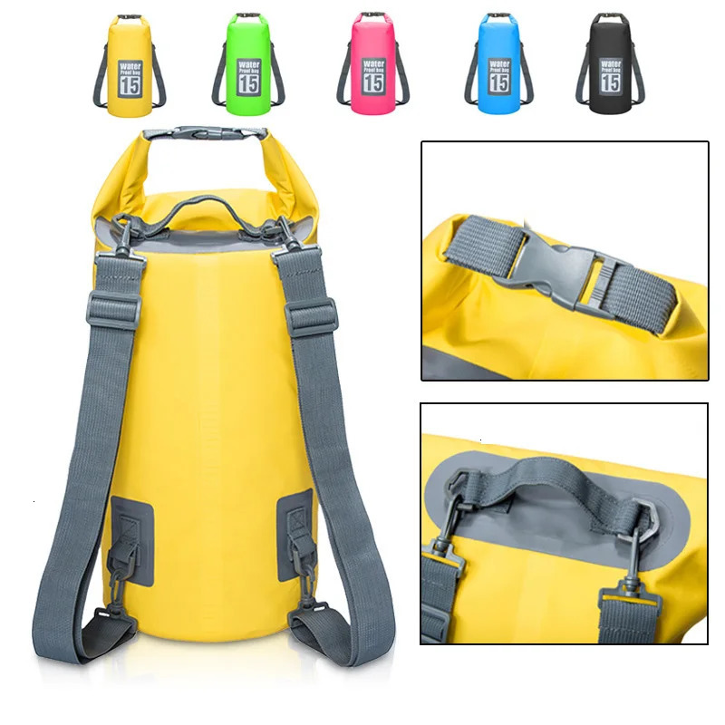 5L/10L/15L/20L Outdoor Sport PVC Waterproof Storage Dry Bag For Canoe Kayak Rafting Swimming Travel Kit Sack Backpack 240116