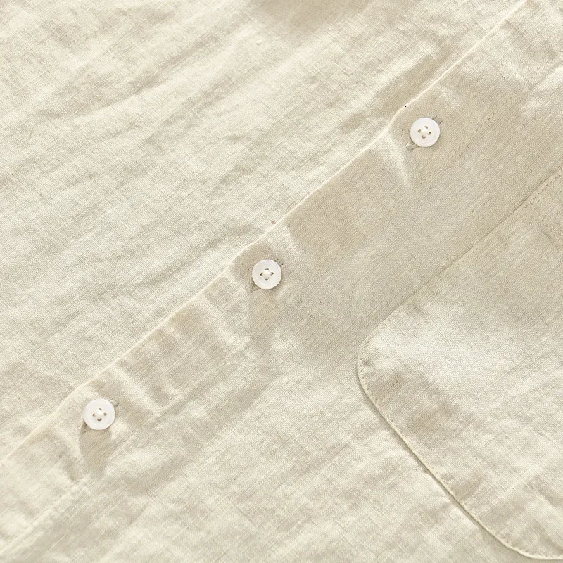 Men Clothing 2023 Summer Linen Shirt Long Sleeve Thin Casual Loose Large Size Highend Cargo White Coat 240115