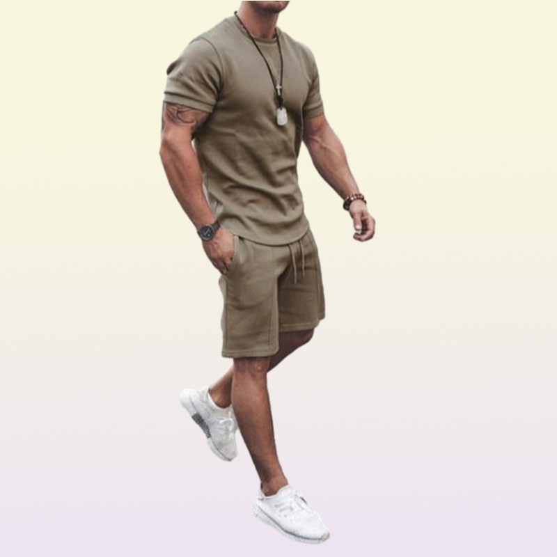 Ta To Men s Tracksuit 2 Piece Set Summer Solid Sport Hawaiian Suit Short Sleeve T Shirt and Shorts Casual Fashion Man Clothing 2205137520