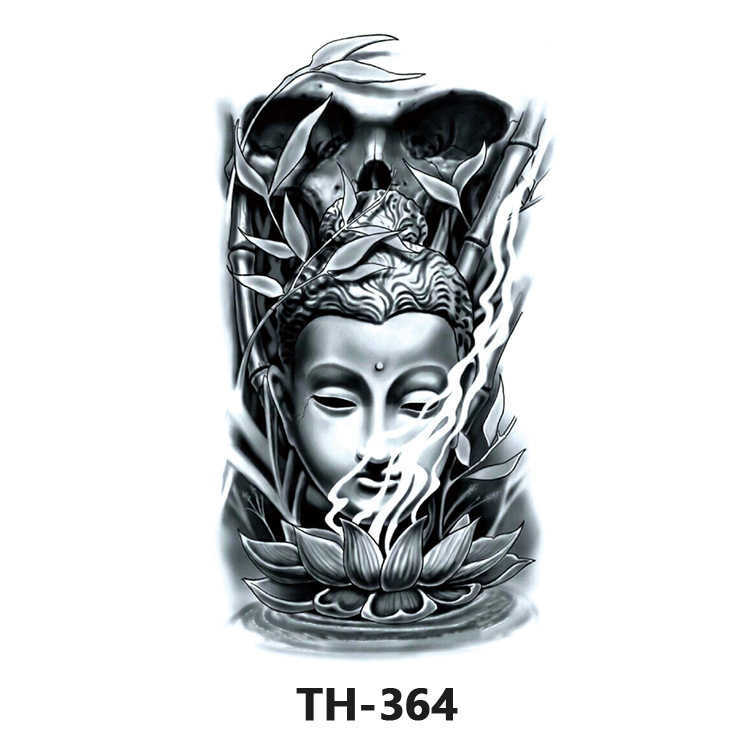 Popular flower arm tattoo stickers, half plain black and white waterproof color cartoon stickers