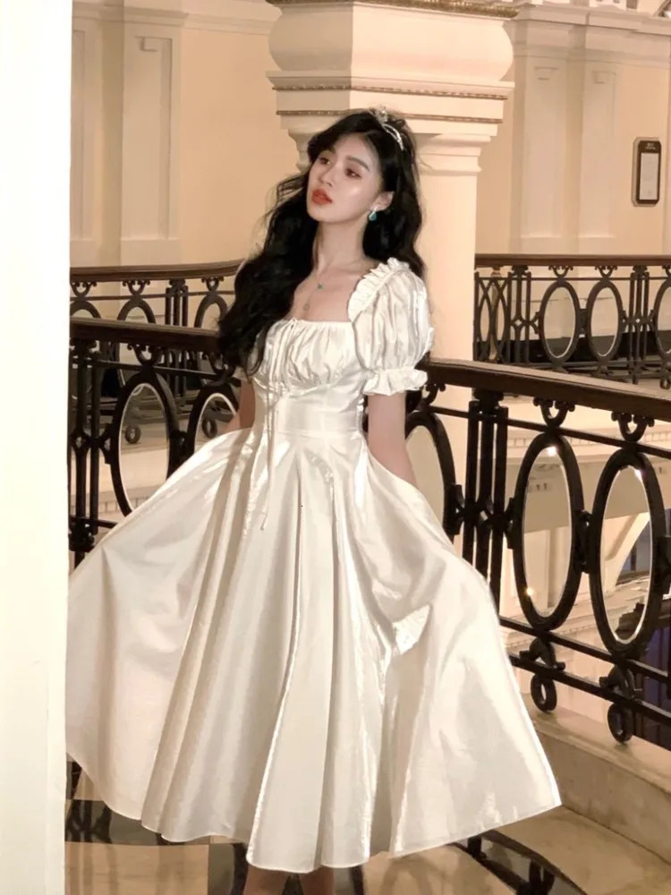French Vintage Burgundy Evening Party Dress Women Summer Elegant Romantic Prom Vestidos Korean A-line Graduation Dresses 240115