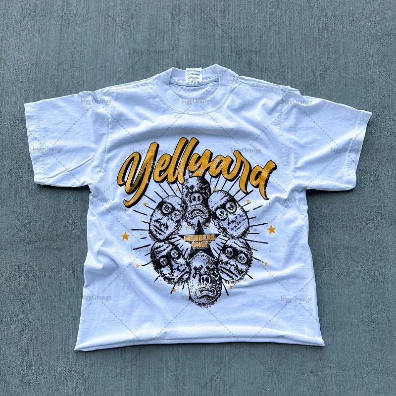 American street vintage small head letter print T-shirt men y2k Goth Harajuku fashion sweatshirt couple oversized loose top 240115
