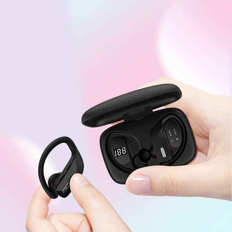 Wireless Earbuds Headphones Sport Earphones with LED Display TWS Stereo Deep Ear Buds with Earhooks Waterproof inEar Builtin Mic