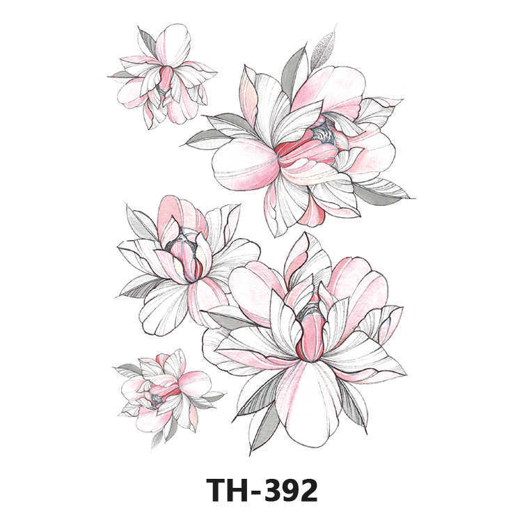 Popular flower arm tattoo stickers, half plain black and white waterproof color cartoon stickers